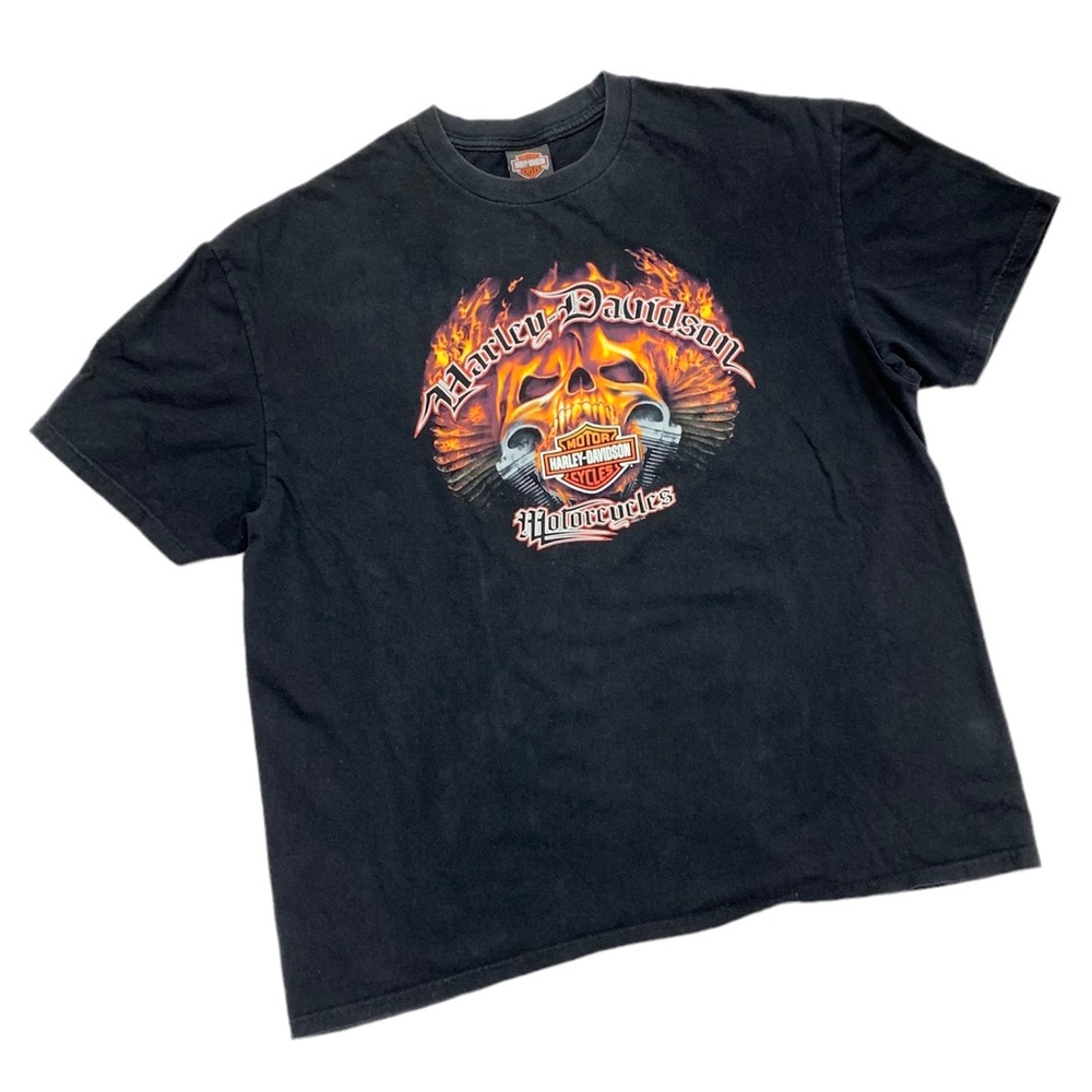 Harley Davidson Honolulu Hawaii Skull Flames Shirt Size 2XL Bikecore Collectible